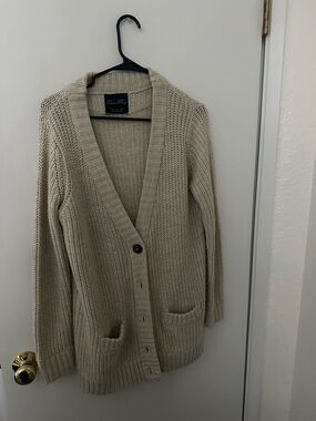 Zara Cream Open-Knit Button Cardigan